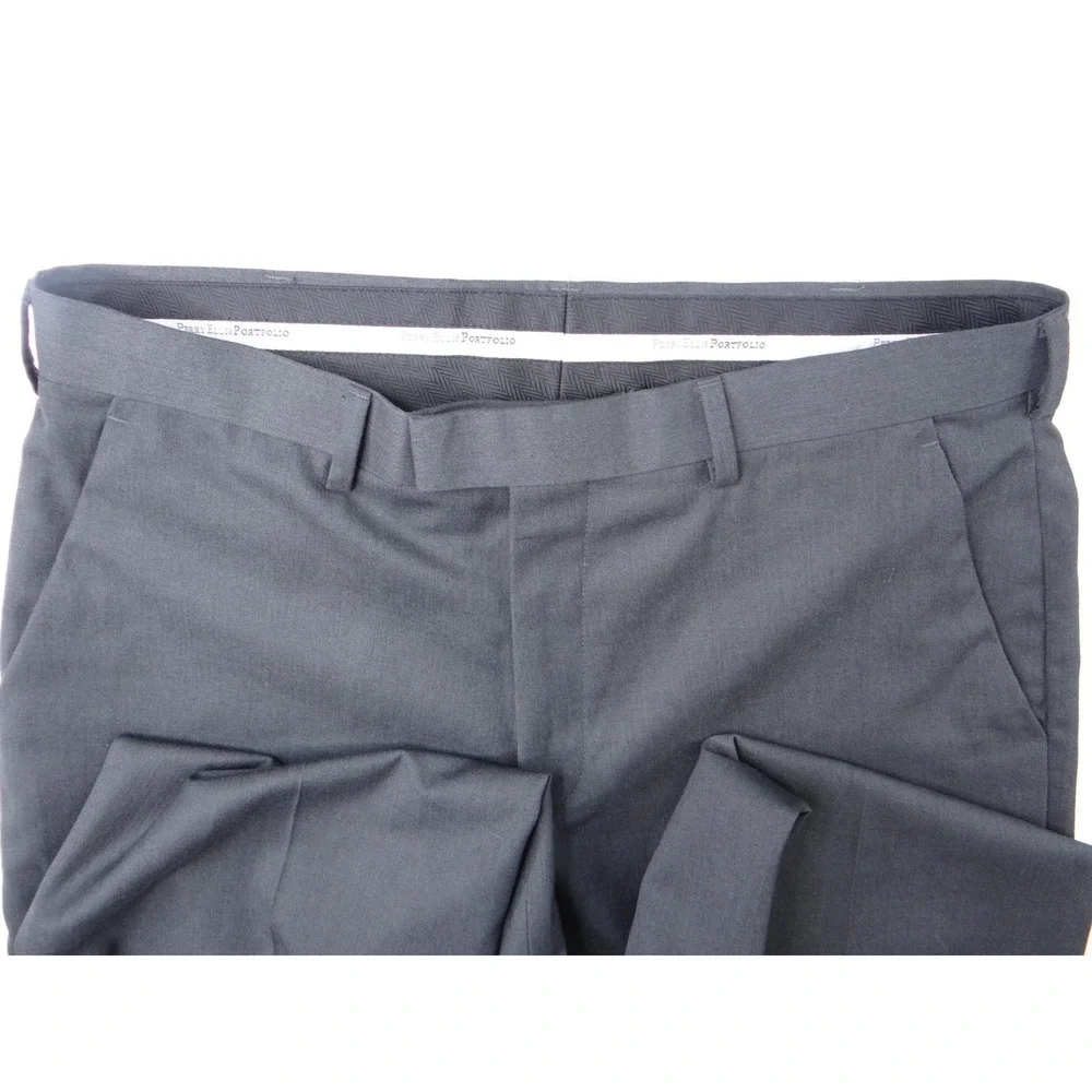 Easy Portfolio‎ Classic Fit Men's Charcoal Gray Dress Pants 33x30 Wool Blend